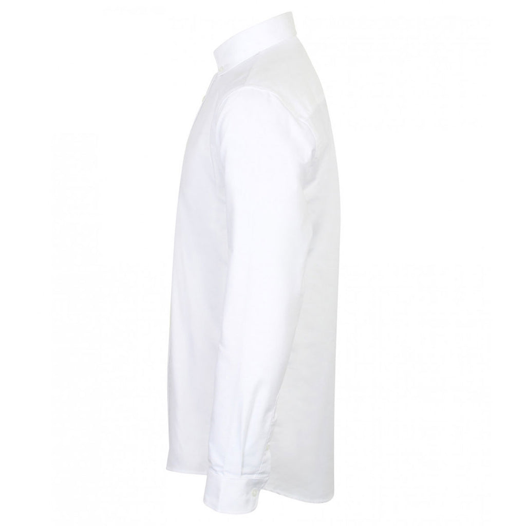 Henbury Men's White Modern Long Sleeve Slim Fit Oxford Shirt
