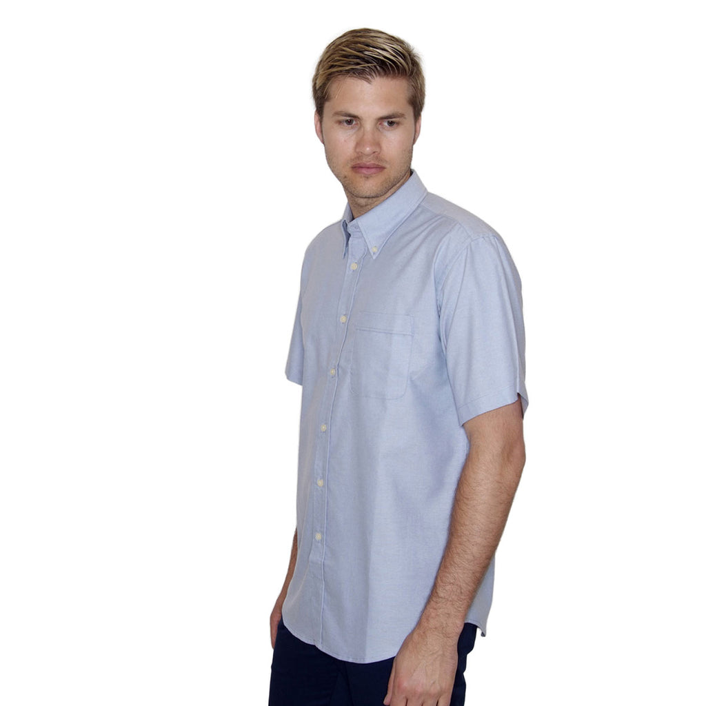 Henbury Men's Blue Short Sleeve Classic Oxford Shirt
