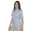 Henbury Women's Light Blue Short Sleeve Pinpoint Oxford Shirt