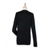 Henbury Women's Black Cashmere Touch Acrylic Crew Neck Cardigan
