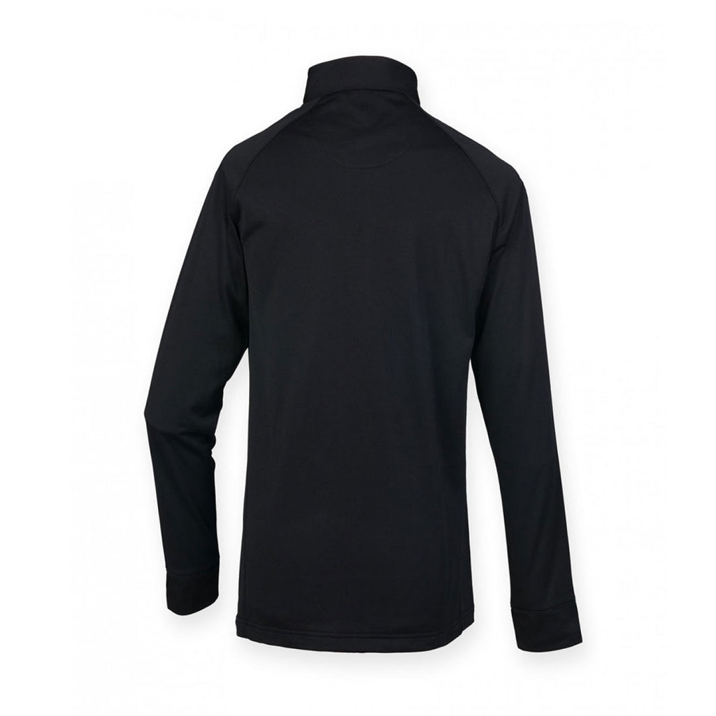 Henbury Men's Black Zip Neck Wicking Top