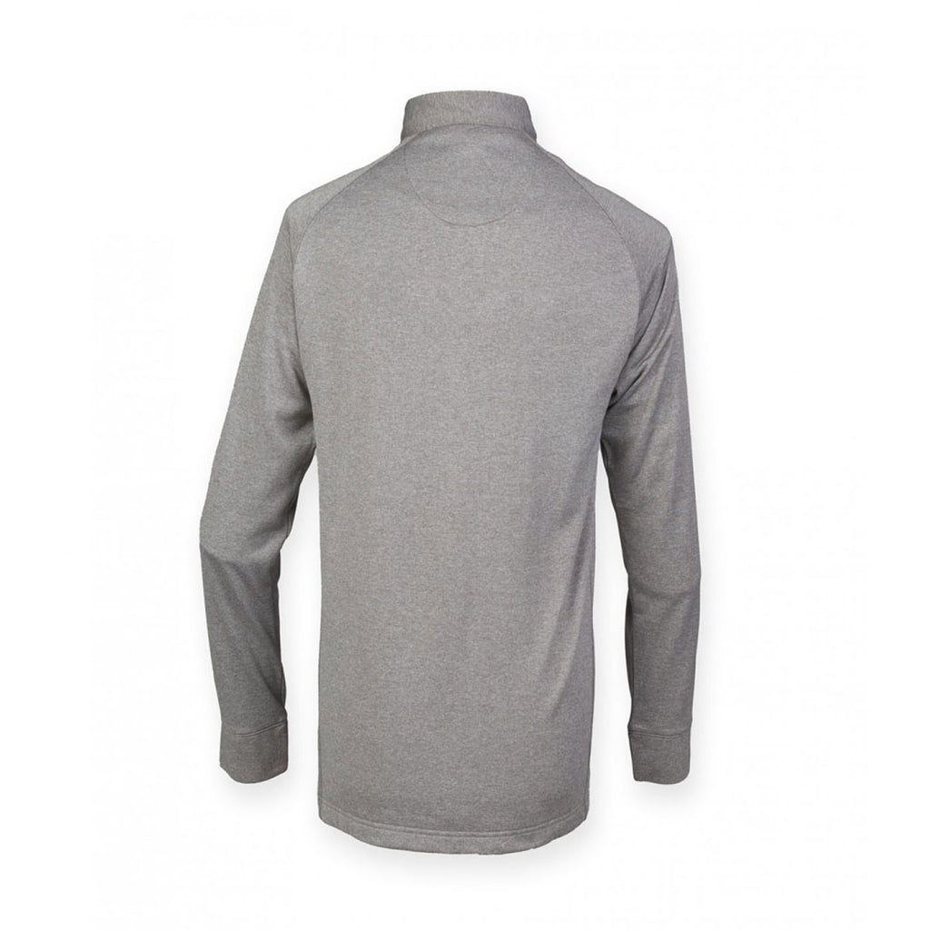Henbury Men's Grey Marl Zip Neck Wicking Top