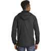 Sport-Tek Men's Black Heather/Black Heather Colorblock Raglan Hooded Wind Jacket