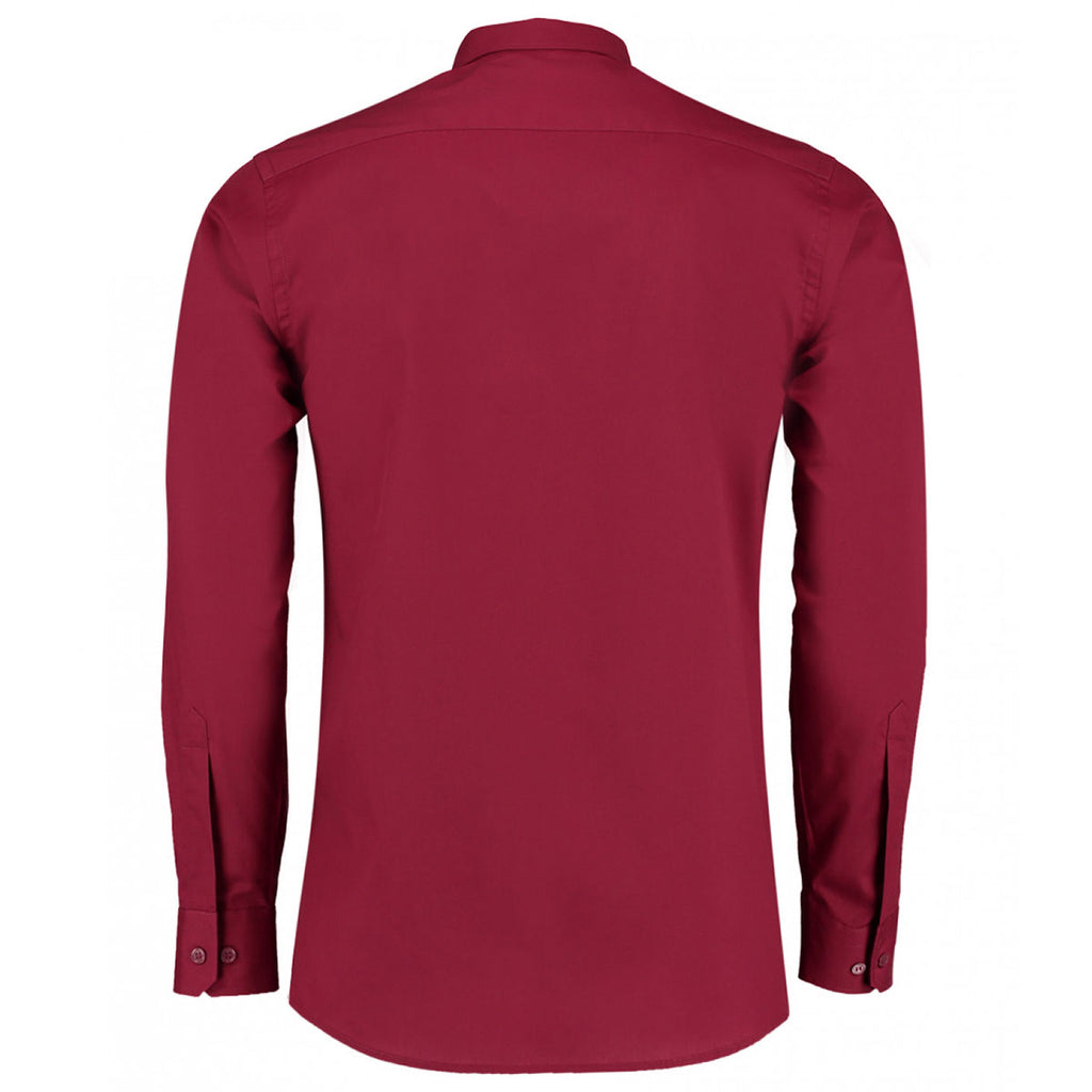 Kustom Kit Men's Claret Long Sleeve Tailored Poplin Shirt