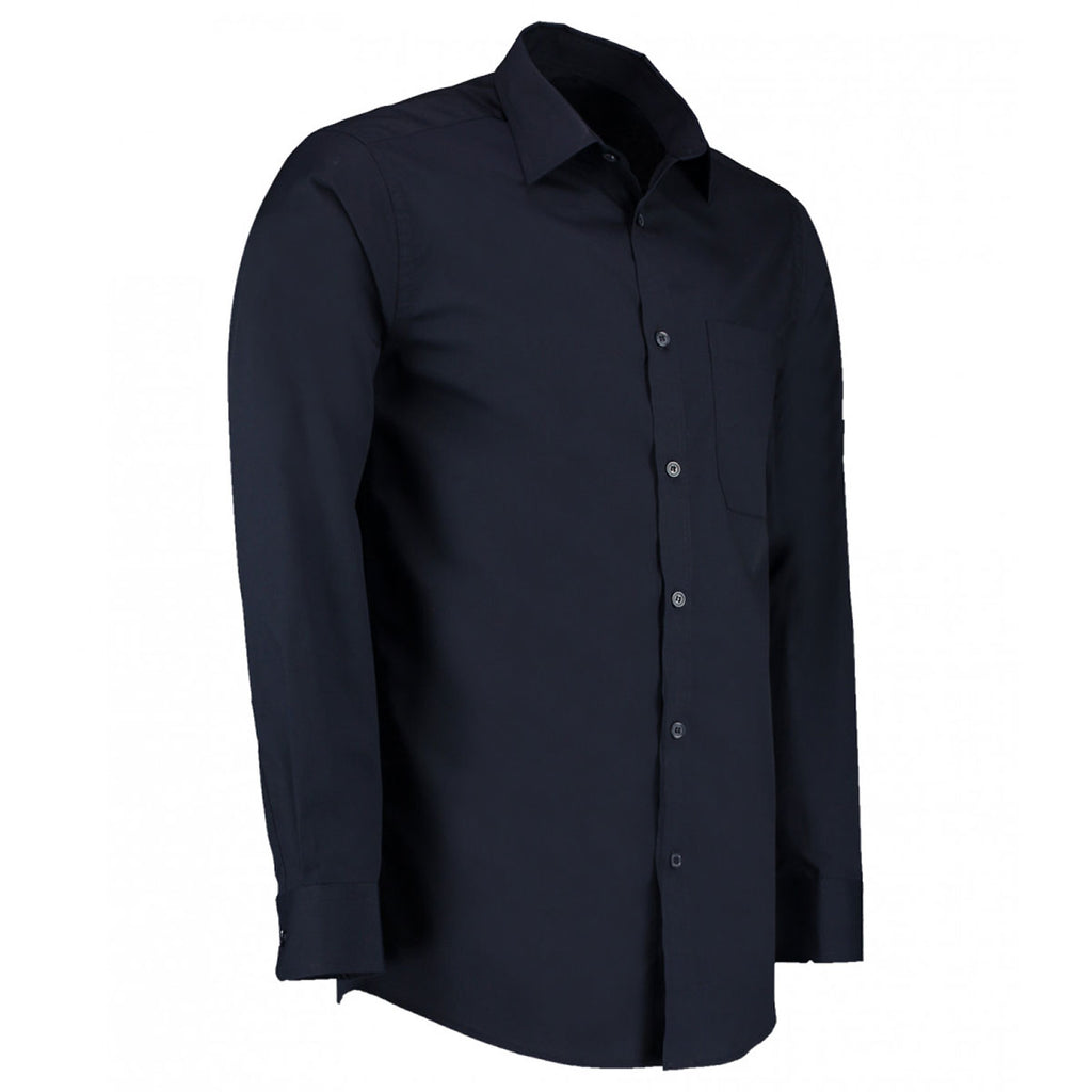Kustom Kit Men's Dark Navy Long Sleeve Tailored Poplin Shirt