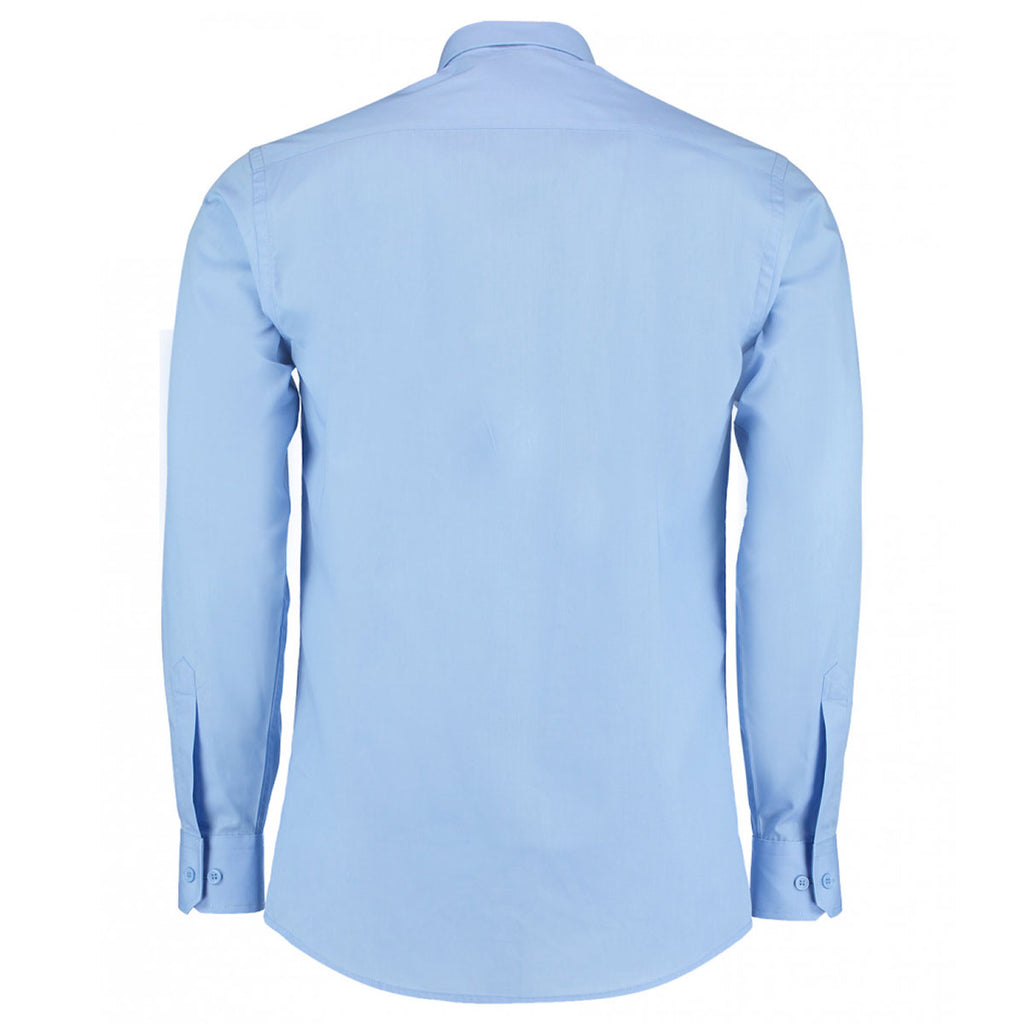 Kustom Kit Men's Light Blue Long Sleeve Tailored Poplin Shirt