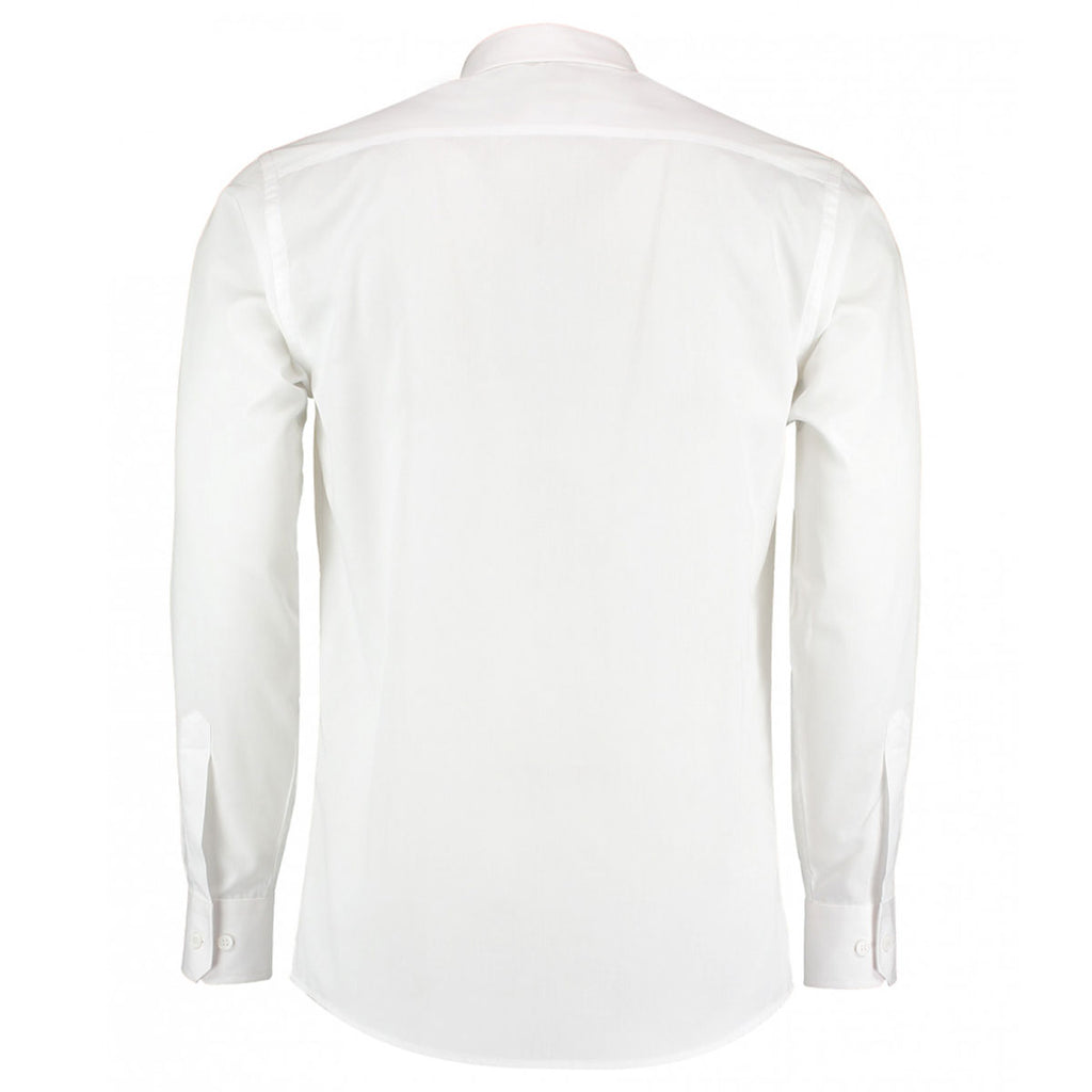 Kustom Kit Men's White Long Sleeve Tailored Poplin Shirt