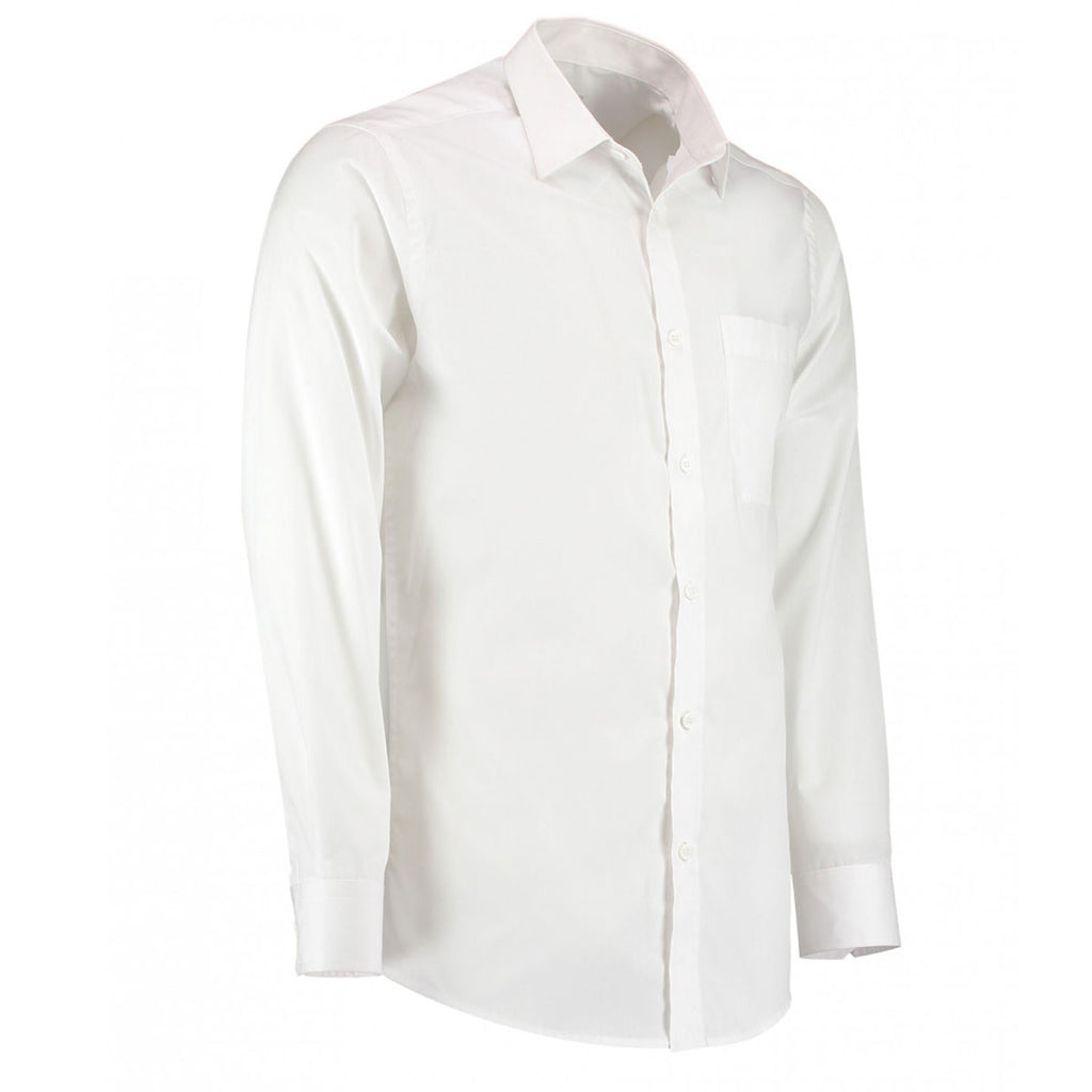 Kustom Kit Men's White Long Sleeve Tailored Poplin Shirt