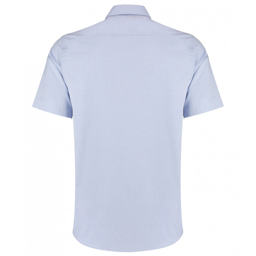 Kustom Kit Men's Light Blue Premium Short Sleeve Tailored Fit Oxford Shirt