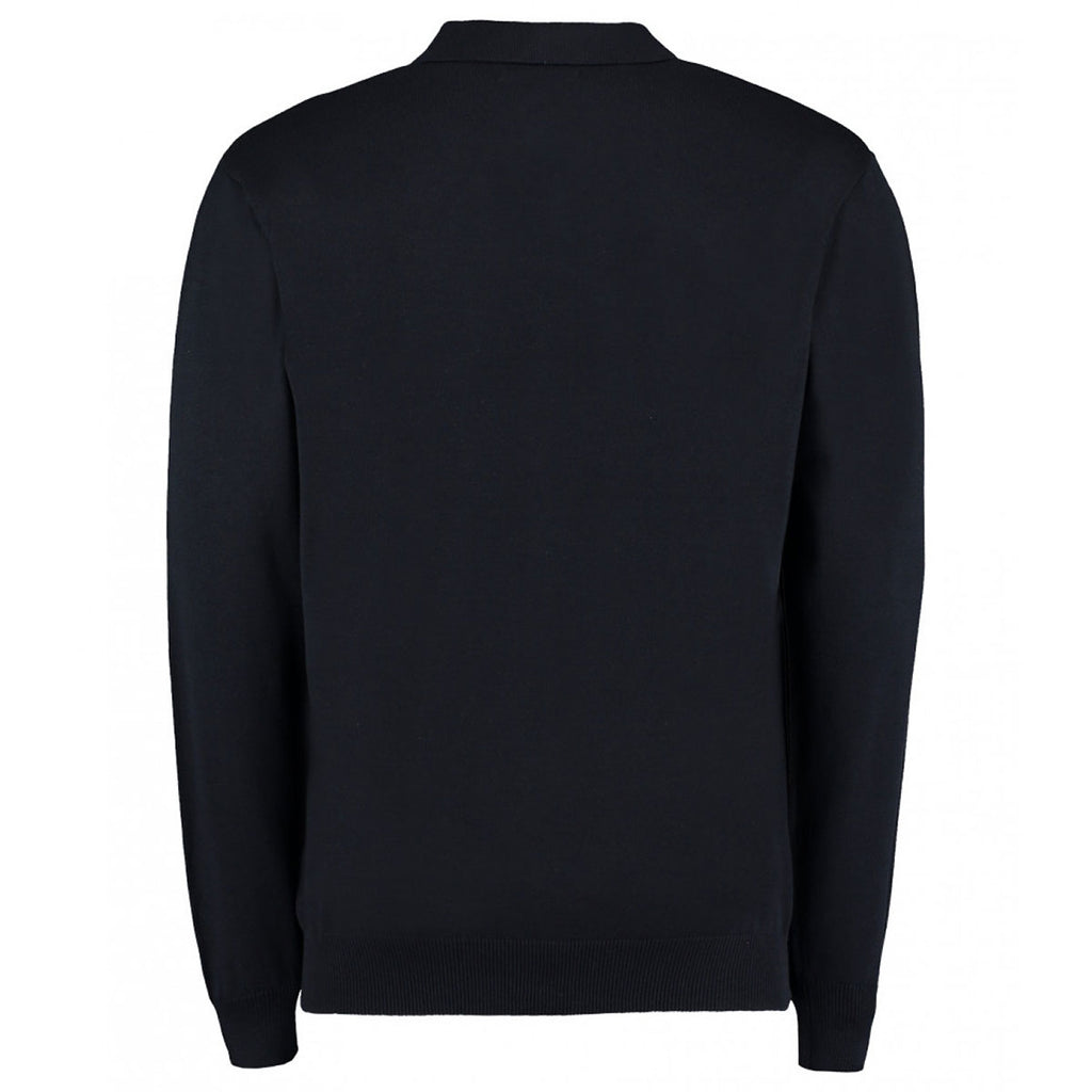 Kustom Kit Men's Navy Long Sleeve Arundel Knitted Polo