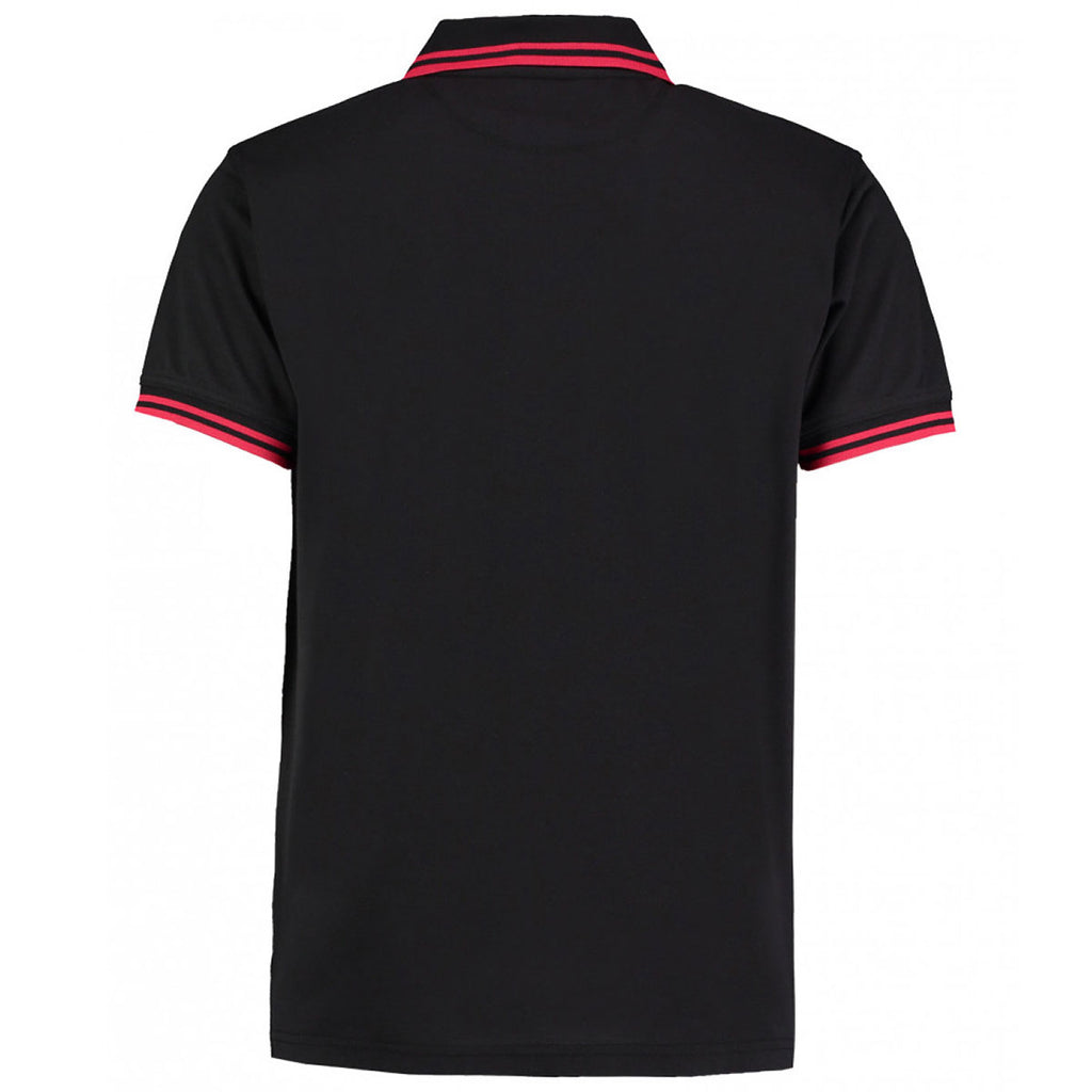 Kustom Kit Men's Black/Red Contrast Tipped Poly/Cotton Pique Polo Shirt