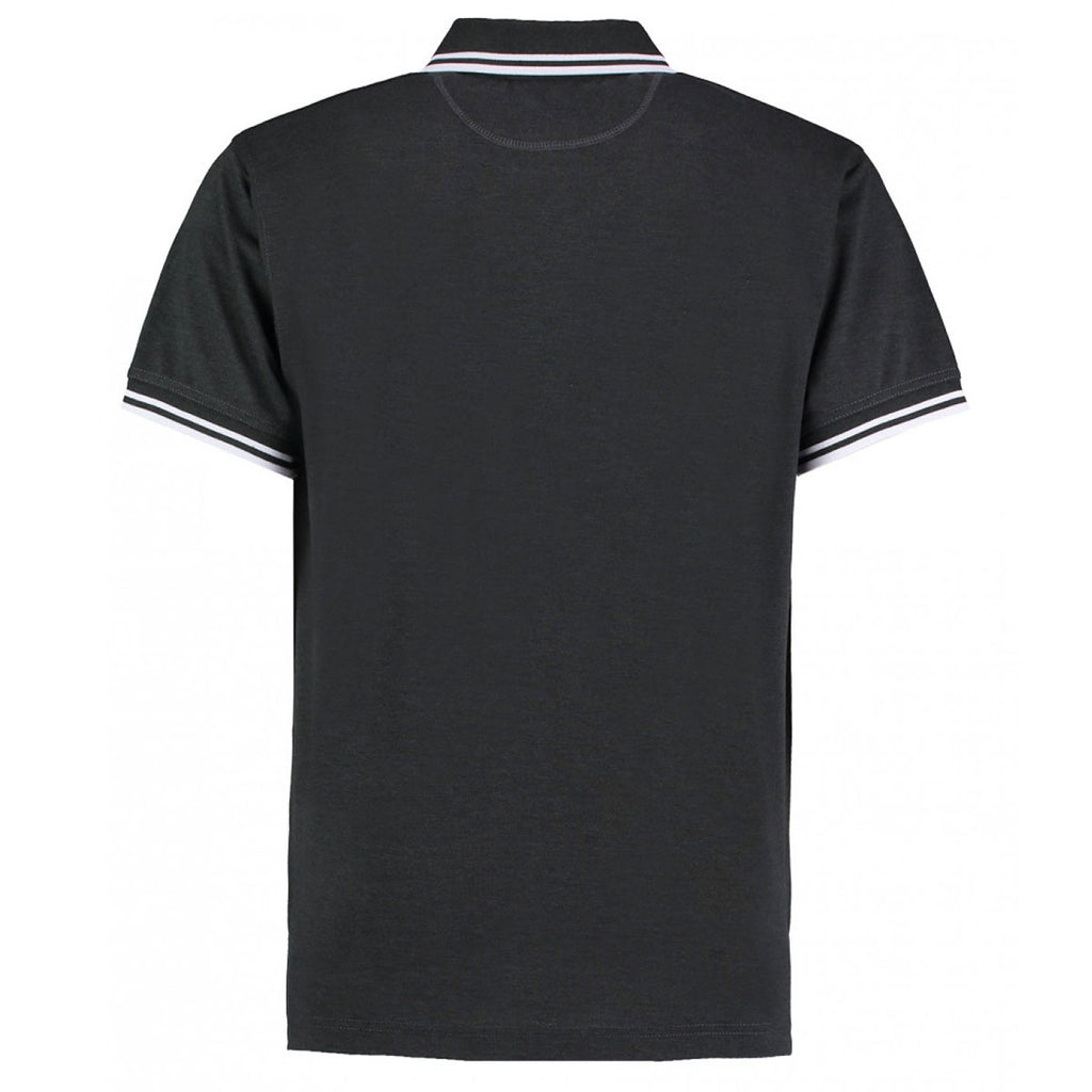 Kustom Kit Men's Graphite/White Contrast Tipped Poly/Cotton Pique Polo Shirt