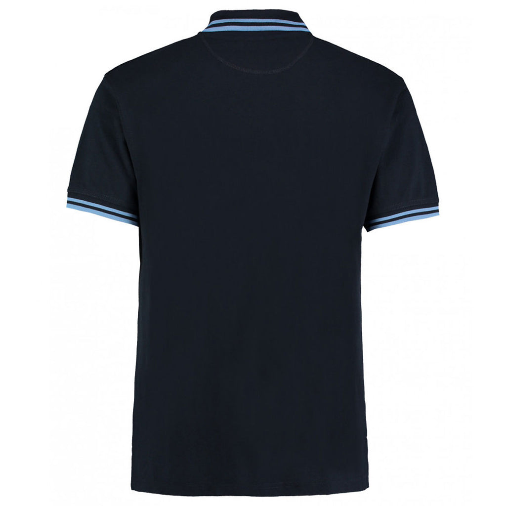 Kustom Kit Men's Navy/Light Blue Contrast Tipped Poly/Cotton Pique Polo Shirt