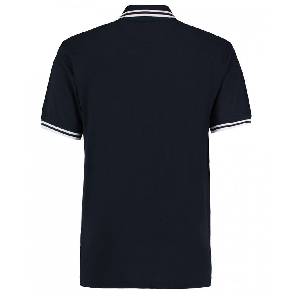 Kustom Kit Men's Navy/White Contrast Tipped Poly/Cotton Pique Polo Shirt