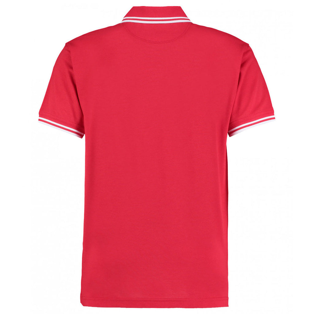 Kustom Kit Men's Red/White Contrast Tipped Poly/Cotton Pique Polo Shirt