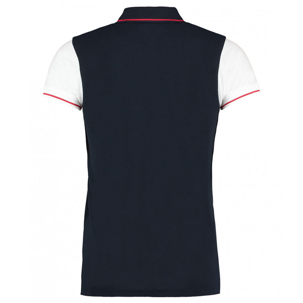 Kustom Kit Men's Navy/White Contrast Tipped Pique Polo Shirt