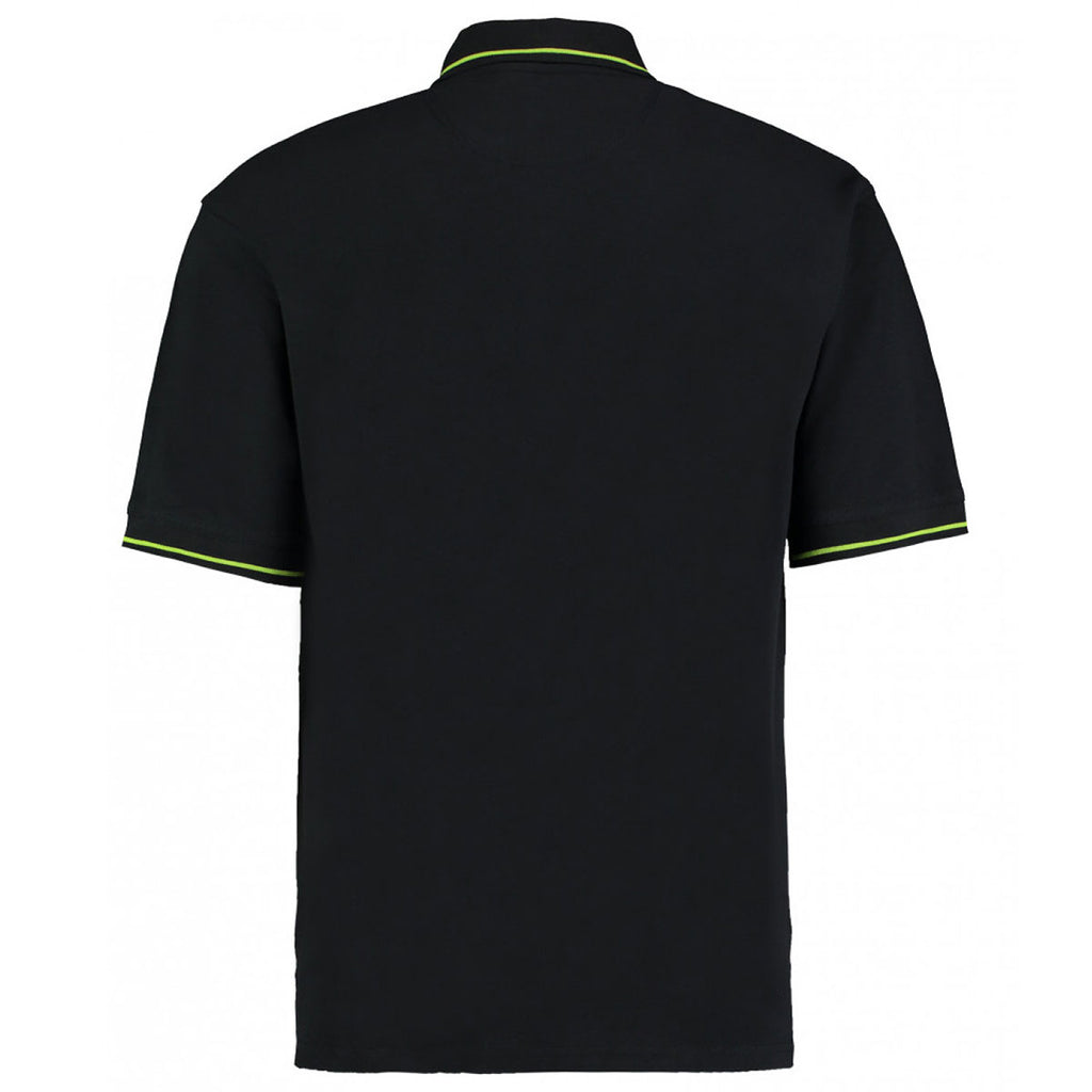 Kustom Kit Men's Black/Lime St Mellion Tipped Cotton Pique Polo Shirt