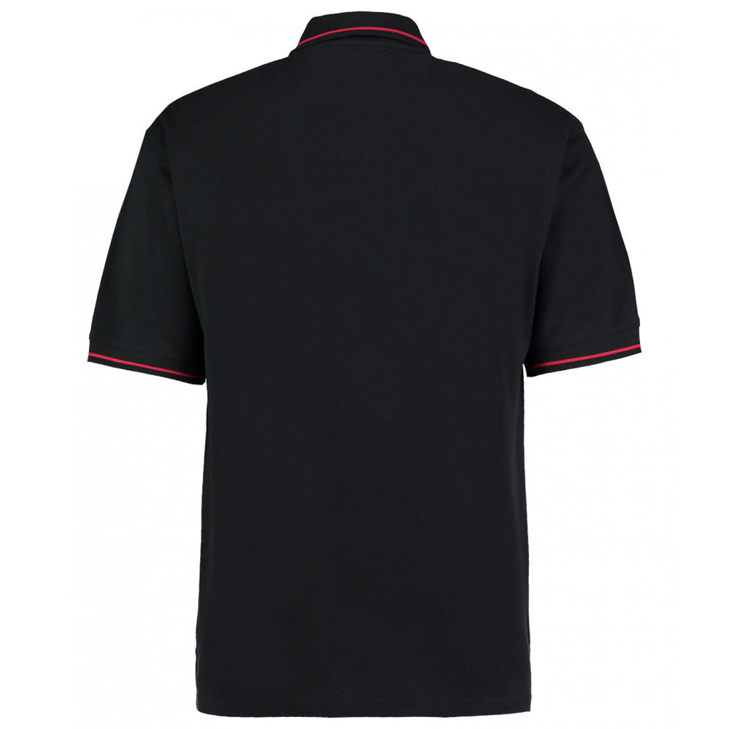 Kustom Kit Men's Black/Red St Mellion Tipped Cotton Pique Polo Shirt