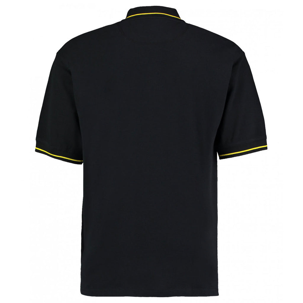 Kustom Kit Men's Black/Yellow St Mellion Tipped Cotton Pique Polo Shirt