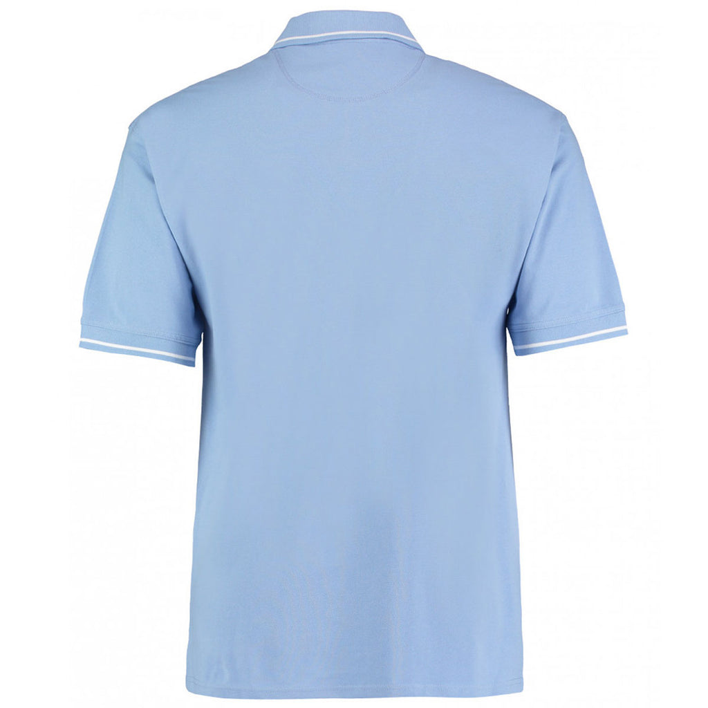 Kustom Kit Men's Light Blue/White St Mellion Tipped Cotton Pique Polo Shirt