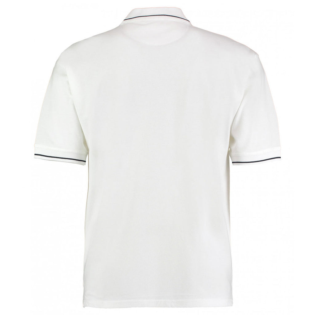 Kustom Kit Men's White/Navy St Mellion Tipped Cotton Pique Polo Shirt