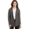 Port Authority Women's Charcoal Heather/Medium Grey Heather Interlock Cardigan
