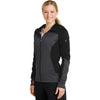 Sport-Tek Women's Black/Graphite Heather/Black Tech Fleece Colorblock Full-Zip Hooded Jacket