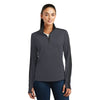 Sport-Tek Women's Iron Grey/Black Grey Sport-Wick Textured Colorblock Quarter Zip Pullover