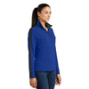Sport-Tek Women's True Royal/Black Sport-Wick Textured Colorblock Quarter Zip Pullover