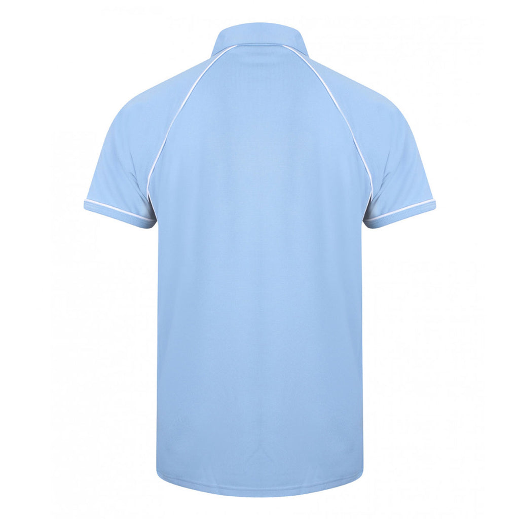 Finden + Hales Men's Sky/Navy/White Performance Piped Polo Shirt