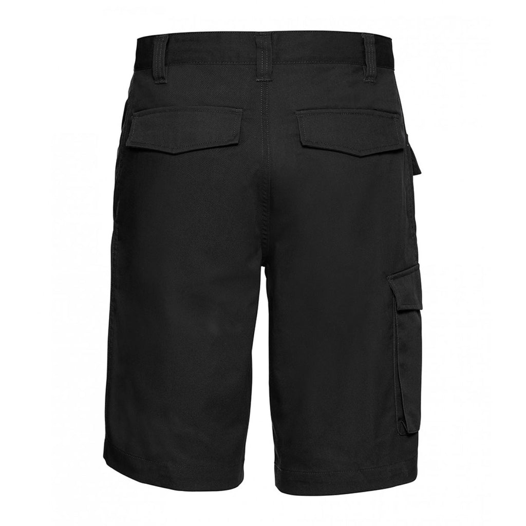 Russell Men's Black Workwear Poly/Cotton Shorts
