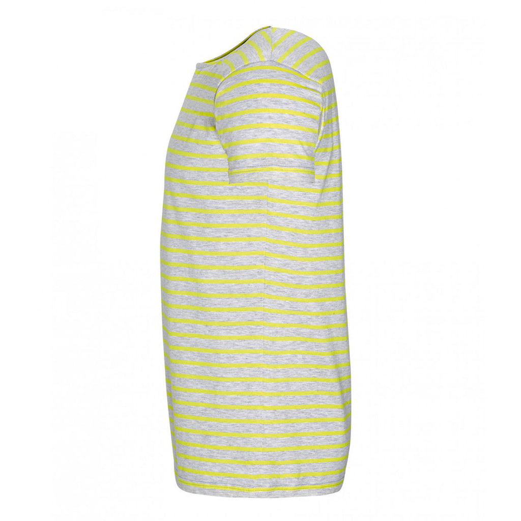 SOL'S Men's Ash/Lemon Miles Stripe T-Shirt