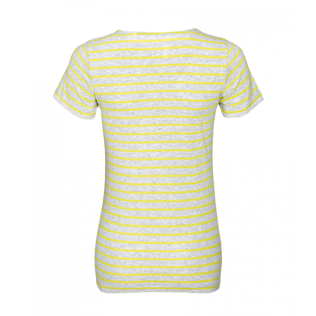 SOL'S Women's Ash/Lemon Miles Stripe T-Shirt