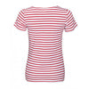 SOL'S Women's White/Red Miles Stripe T-Shirt