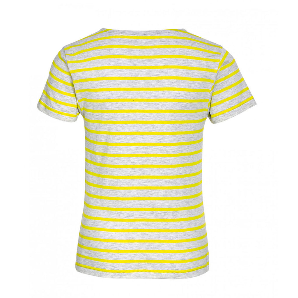 SOL'S Youth Ash/Lemon Miles Stripe T-Shirt