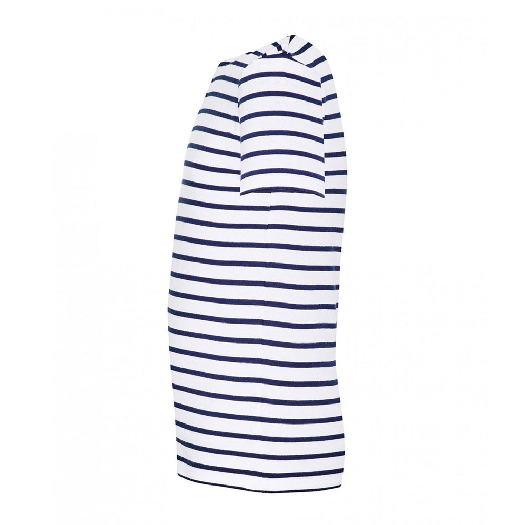 SOL'S Youth White/Navy Miles Stripe T-Shirt
