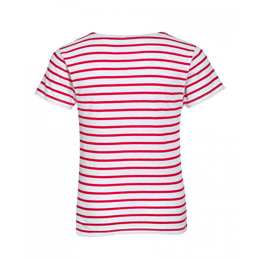 SOL'S Youth White/Red Miles Stripe T-Shirt