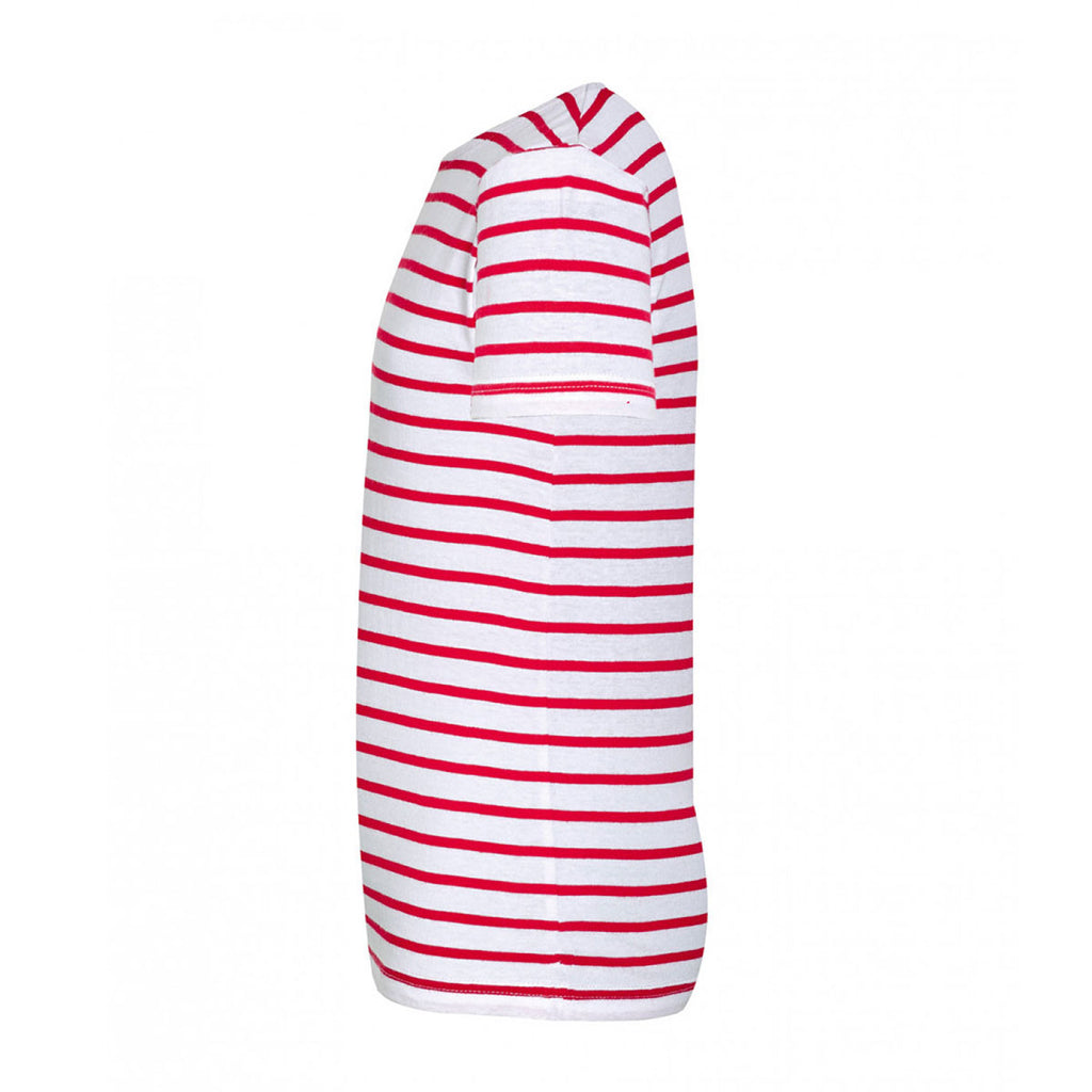 SOL'S Youth White/Red Miles Stripe T-Shirt