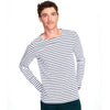 SOL'S Men's White/Navy Marine Long Sleeve Stripe T-Shirt