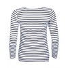 SOL'S Women's White/Navy Marine Long Sleeve Stripe T-Shirt