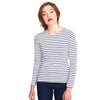 SOL'S Women's White/Navy Marine Long Sleeve Stripe T-Shirt