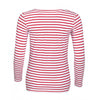 SOL'S Women's White/Red Marine Long Sleeve Stripe T-Shirt