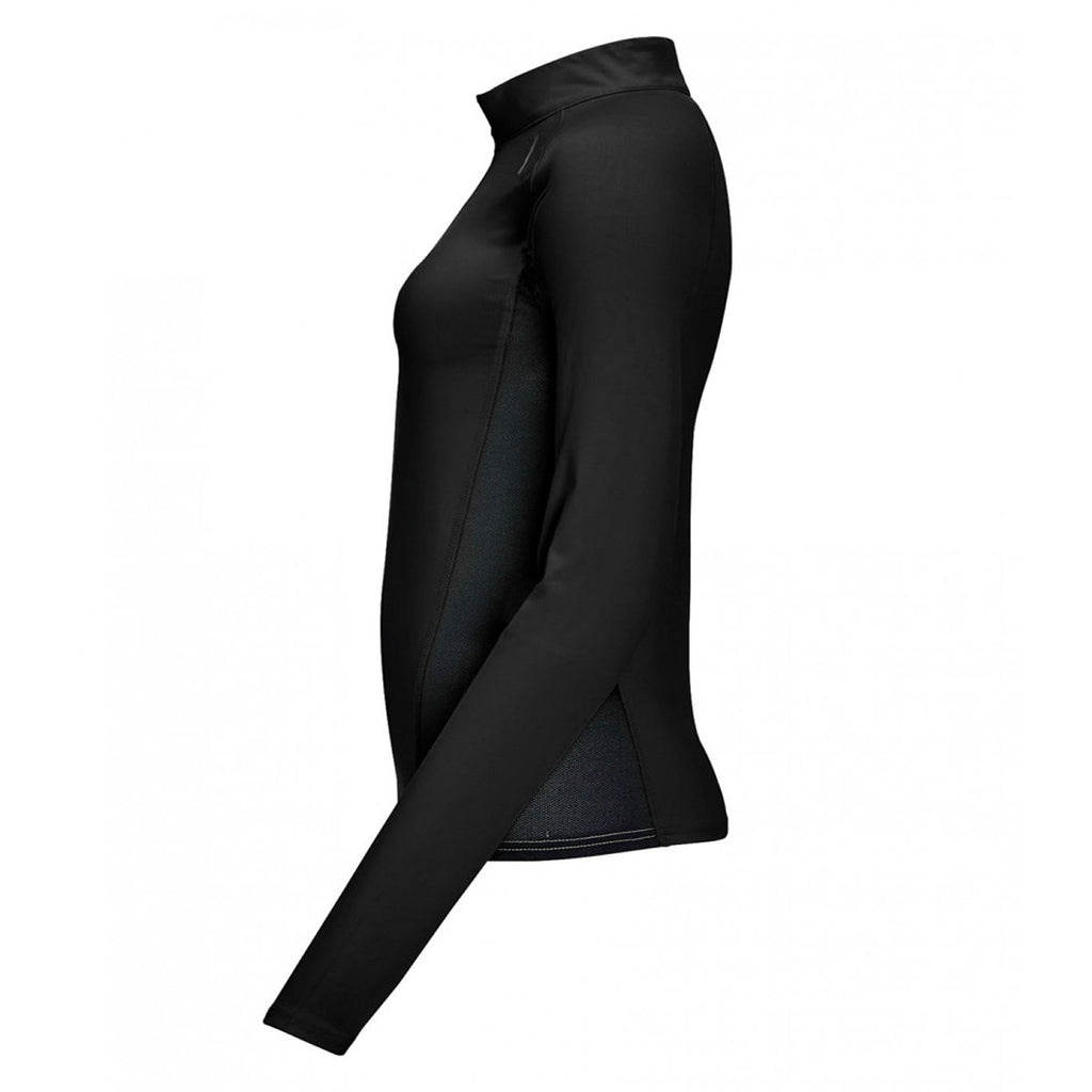 SOL'S Women's Black Berlin Long Sleeve Zip Neck Running Top