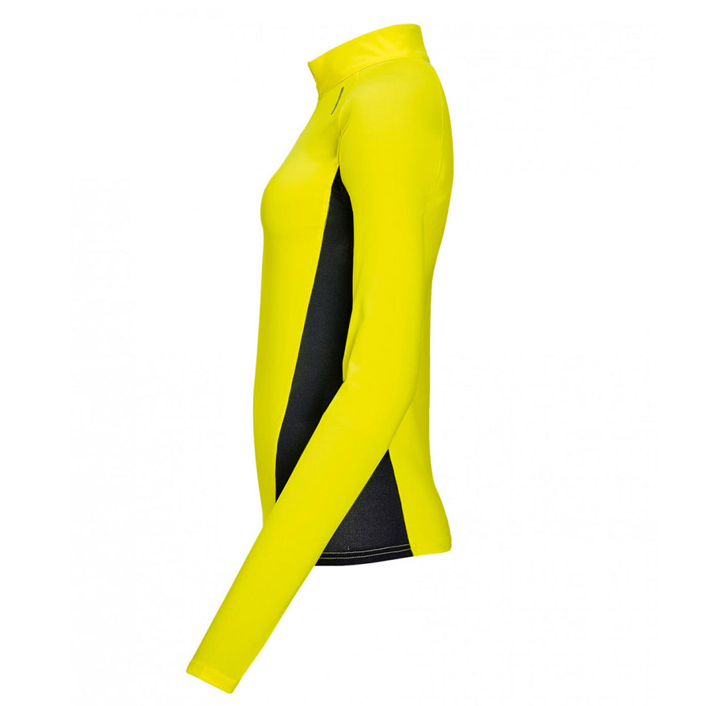 SOL'S Women's Neon Yellow Berlin Long Sleeve Zip Neck Running Top