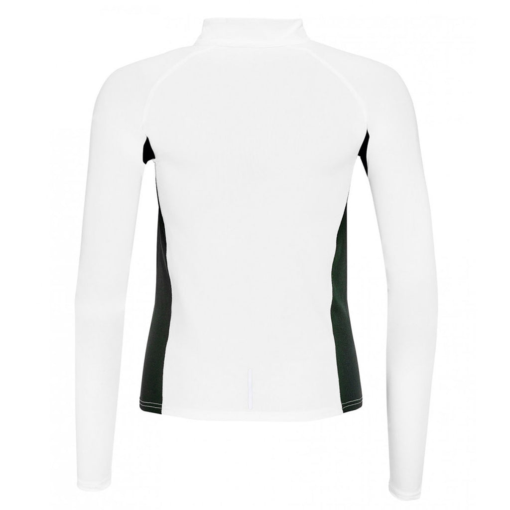 SOL'S Women's White Berlin Long Sleeve Zip Neck Running Top