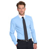 SOL'S Men's Sky Blue Belmont Long Sleeve Contrast Poplin Shirt