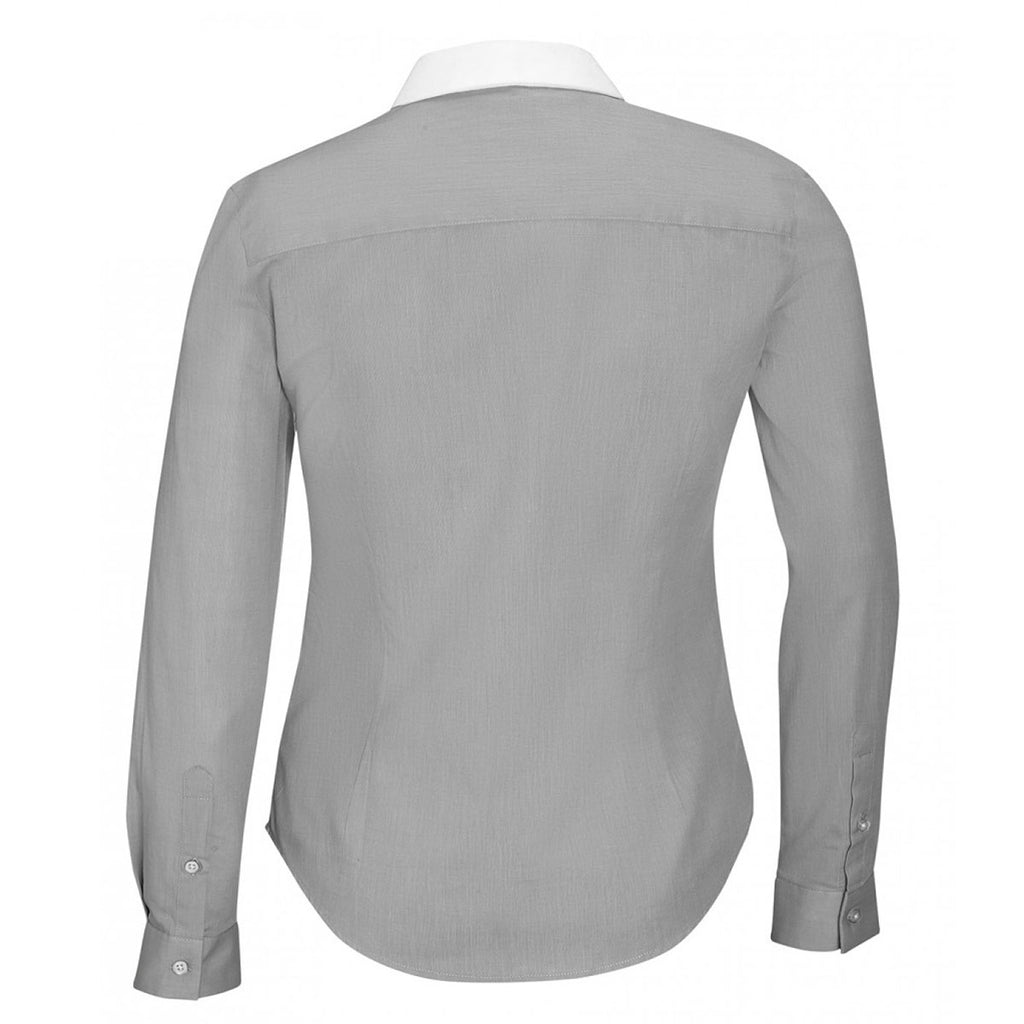 SOL'S Women's Pearl Grey Belmont Long Sleeve Contrast Poplin Shirt