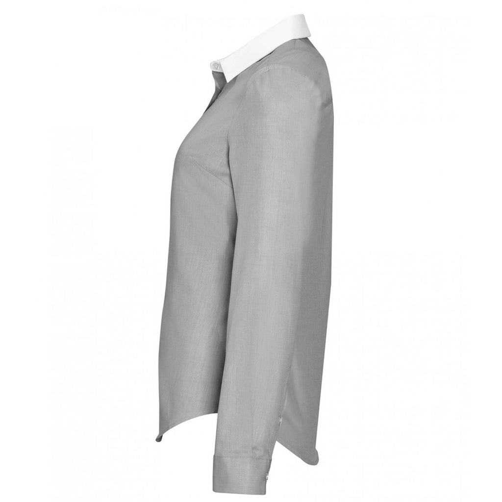 SOL'S Women's Pearl Grey Belmont Long Sleeve Contrast Poplin Shirt