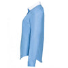 SOL'S Women's Sky Blue Belmont Long Sleeve Contrast Poplin Shirt