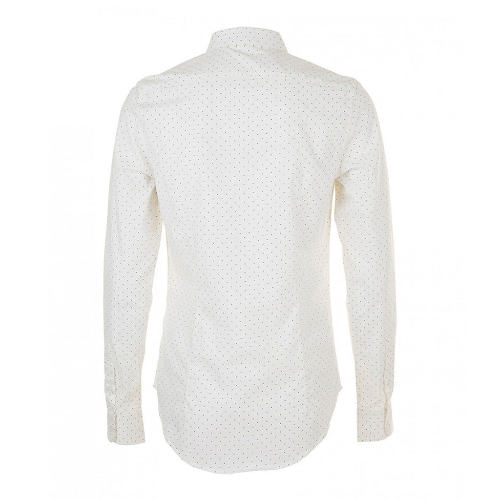 SOL'S Women's White/French Navy Becker Polka Dot Long Sleeve Poplin Shirt
